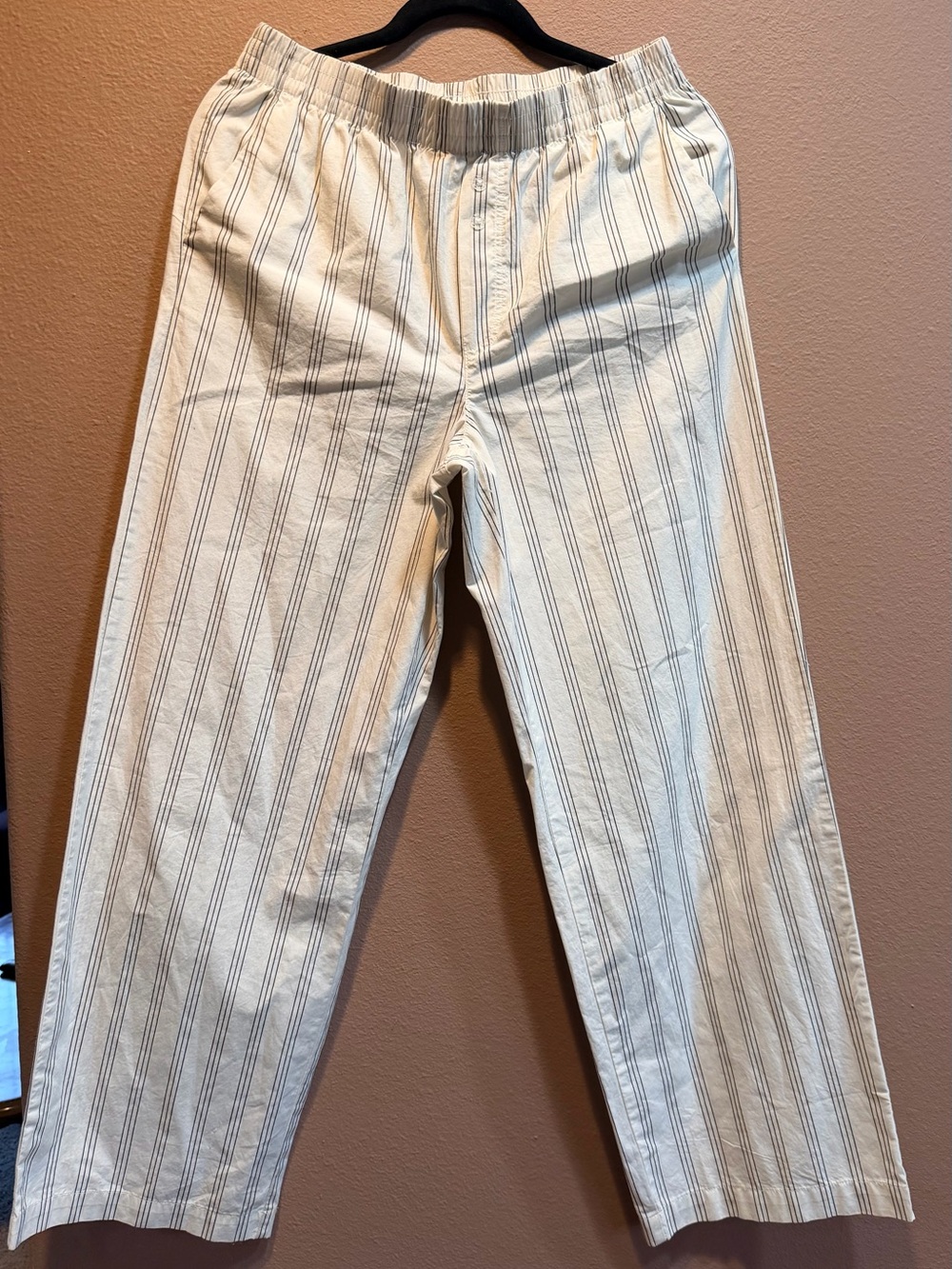 Cotton On Men's Cream Pants with Thin Gray Stripes